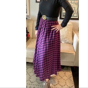 Vintage Herman Geist-Wool Plaid Maxi Skirt